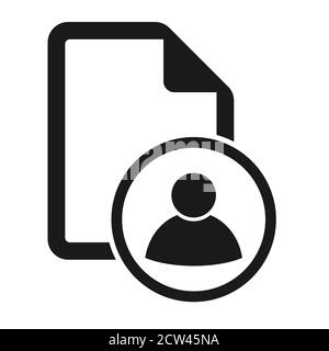 Icône de fichier plat avec une personne isolée sur fond blanc. Illustration vectorielle de symbole de document personnel . Illustration de Vecteur