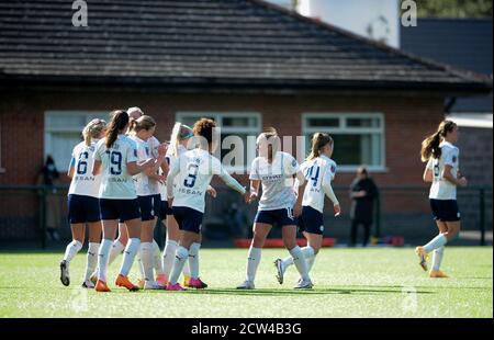 Georgia Stanway, de Manchester City, célèbre ses côtés comme deuxième but lors du match de finale de la coupe de football féminin Vitality au stade Farley Way, Loughborough. Banque D'Images