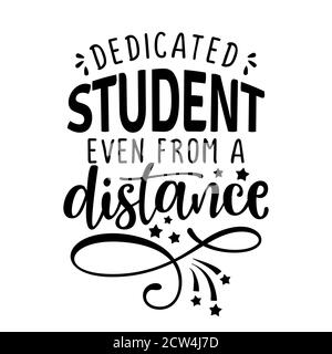 Enseignant dédié même à distance - expression de lettrage de conscience. Affiche d'apprentissage scolaire en ligne avec texte pour l'auto-quarantaine. Script de lettre m Illustration de Vecteur