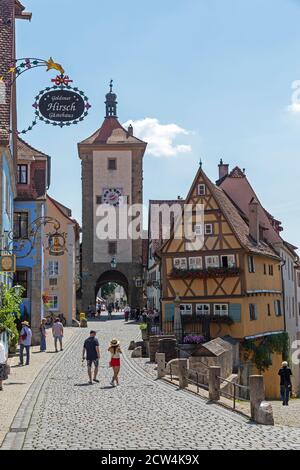 Rue Plönlein avec Sieberstor, vieille ville, Rothenburg ob der Tauber, moyenne-Franconie, Bavière, Allemagne Banque D'Images