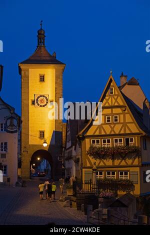 Rue Plönlein avec Sieberstor, vieille ville, Rothenburg ob der Tauber, moyenne-Franconie, Bavière, Allemagne Banque D'Images