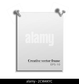 Feuille de papier blanche boulonnée avec des vis. Cadre créatif. Contexte de la publicité. Illustration vectorielle eps-10 Illustration de Vecteur