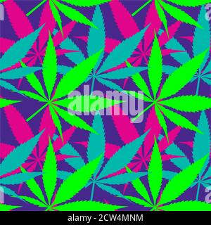 Une image de fond de motif sans couture de feuille de cannabis abstraite. Banque D'Images