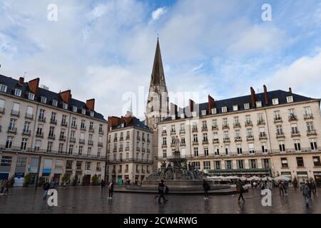 Nantes, France : 22 février 2020 : place Royale Banque D'Images