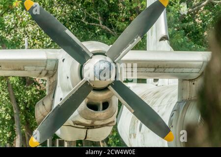 Gros plan sur les lames de l'ancien avion. Banque D'Images