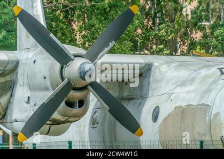 Gros plan sur les lames de l'ancien avion. Banque D'Images