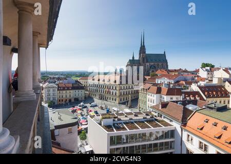 Brno (Brünn): Vue de la tour de la vieille mairie à la cathédrale Saint-Pierre et Paul et la vieille ville de la vieille ville, Jihomoravsky, Südmähren, Moravie du Sud, Tchèque Banque D'Images