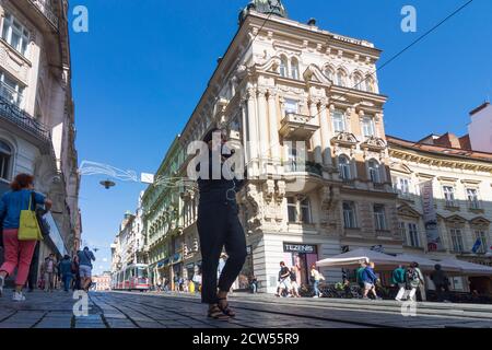 Brno (Brünn): Rue Masarykova, piétons dans la vieille ville, Jihomoravsky, Südmähren, Moravie du Sud, Tchèque Banque D'Images