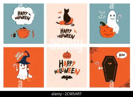 Ensemble vectoriel d'invitations de fête d'Halloween Illustration de Vecteur