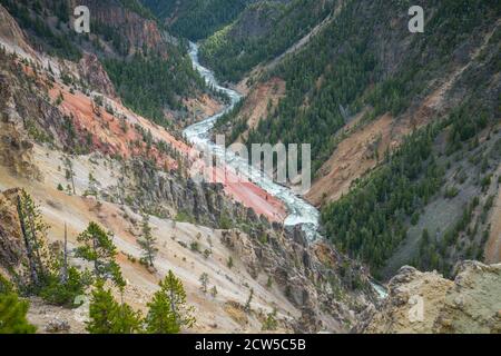 grand canyon de l'yellowston depuis le plateau nord vers wyoming aux états-unis Banque D'Images