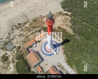 France, Charente Maritime, la Tremblade, phare la Coubre, Charente Maritime (vue aérienne) Banque D'Images