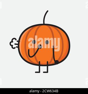 Une illustration du joli personnage Mascot Vector d'icône de citrouille Illustration de Vecteur