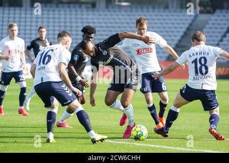 Aarhus, Danemark. 27 septembre 2020. Issam Jebali (7) d'OB observé pendant le match 3F Superliga entre Aarhus GF et Odense Boldklub au parc Ceres d'Aarhus. (Crédit photo : Gonzales photo/Alamy Live News Banque D'Images