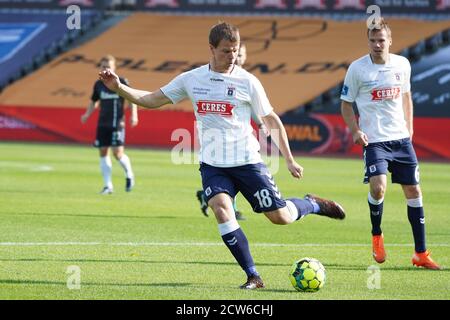 Aarhus, Danemark. 27 septembre 2020. Jesper Juelsgaard (18) de l'AGF vu pendant le match 3F Superliga entre Aarhus GF et Odense Boldklub au parc Ceres à Aarhus. (Crédit photo : Gonzales photo/Alamy Live News Banque D'Images