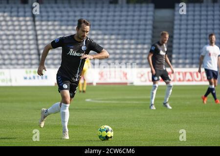 Aarhus, Danemark. 27 septembre 2020. Oliver Lund (2) d'OB observé pendant le match 3F Superliga entre Aarhus GF et Odense Boldklub au parc Ceres d'Aarhus. (Crédit photo : Gonzales photo/Alamy Live News Banque D'Images