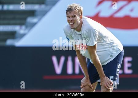 Aarhus, Danemark. 27 septembre 2020. Frederik Tingager (5) de l'AGF vu pendant le match 3F Superliga entre Aarhus GF et Odense Boldklub au parc Ceres à Aarhus. (Crédit photo : Gonzales photo/Alamy Live News Banque D'Images