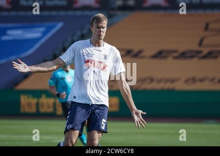 Aarhus, Danemark. 27 septembre 2020. Frederik Tingager (5) de l'AGF vu pendant le match 3F Superliga entre Aarhus GF et Odense Boldklub au parc Ceres à Aarhus. (Crédit photo : Gonzales photo/Alamy Live News Banque D'Images