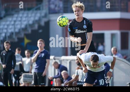 Aarhus, Danemark. 27 septembre 2020. Max Fenger (15) d'OB observé pendant le match 3F Superliga entre Aarhus GF et Odense Boldklub au parc Ceres d'Aarhus. (Crédit photo : Gonzales photo/Alamy Live News Banque D'Images