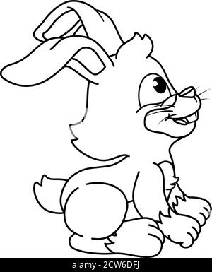 Livre de coloriage lapin de Pâques, dessin animé noir et blanc Illustration de Vecteur