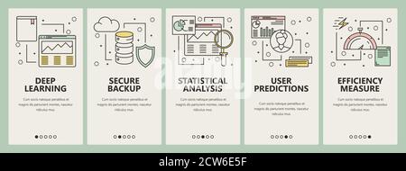 Bannières verticales Vector Thin Line Flat design Data science concept Illustration de Vecteur