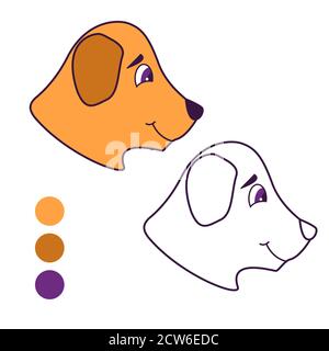 Livre de coloriage pour enfants. Chien à l'effigie de la tête.chiot mignon personnage de dessin animé. Illustration de Vecteur