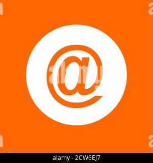 Icône d'e-mail. En cercle blanc sur fond orange. Illustration de Vecteur