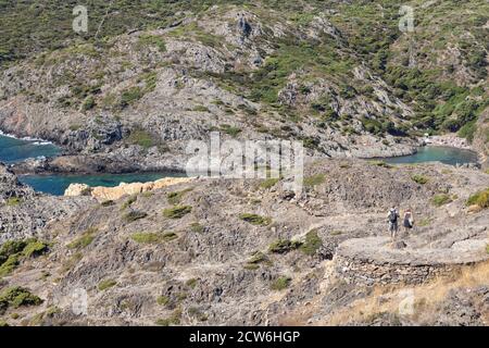 Vue de Cap gros, Cap de Creus, Costa Brava, Catalogne, Espagne Banque D'Images