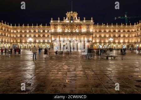 plaza Mayor, interprétation en el año 1729 al 1756, estilo barroco, Salamanque, comunidad autónoma de Castilla y León, Espagne Banque D'Images