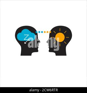 Logo de l'empathie, de l'intelligence émotionnelle. Deux profils et la relation entre eux Illustration de Vecteur