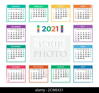 Calendrier pour 2021 sur fond blanc Illustration de Vecteur