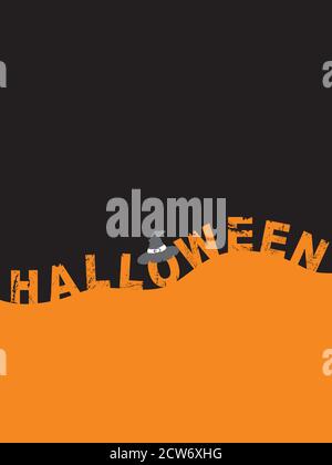 Halloween espace de copie vierge de fête avec draps orange et noir Avec texte et chapeau de sorcière Illustration de Vecteur