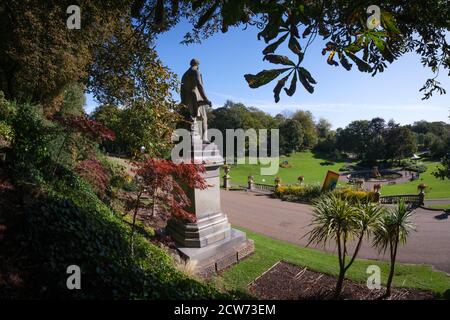 Statue du comte de Derby, trois fois Premier ministre et député de Preston à Miller Park Prreston, Royaume-Uni Banque D'Images