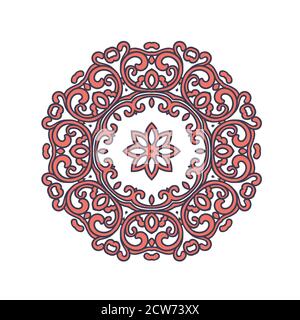 Design Mandala créatif. Motif kaléidoscope symétrique de style oriental. Vecteur de dessin au trait. Banque D'Images