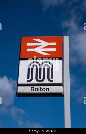 Panneau à l'entrée de l'échangeur à Bolton Lancashire en juillet 2020 Banque D'Images