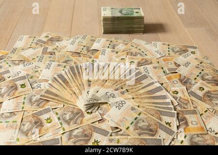 Beaucoup de 200 zloty factures. Image conceptuelle de la croissance économique en Pologne. Banque D'Images