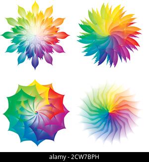 Ensemble de roues de couleur, cercles avec fleurs Rainbow couleurs Illustration de Vecteur