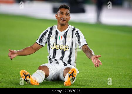 Danilo de Juventus réagit pendant le championnat italien Serie UN match de football entre AS Roma et Juventus FC le 27 septembre 2020 au Stadio Olimp Banque D'Images