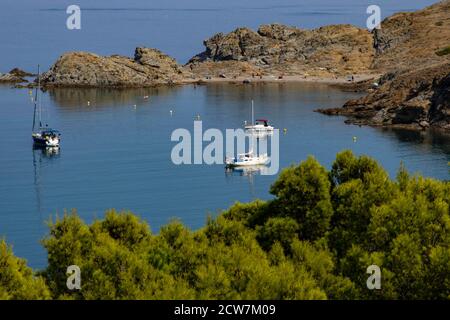 La péninsule du Cap Ras à Llanca, Costa Brava, Catalogne, Espagne Banque D'Images