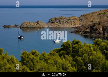 La péninsule du Cap Ras à Llanca, Costa Brava, Catalogne, Espagne Banque D'Images