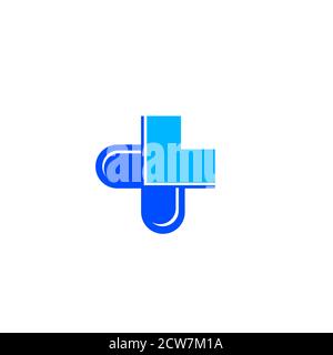 Logo d'illustration médecin plus capsule pour les soins médicaux et de santé. Illustration de Vecteur