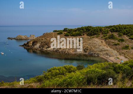 La péninsule du Cap Ras à Llanca, Costa Brava, Catalogne, Espagne Banque D'Images