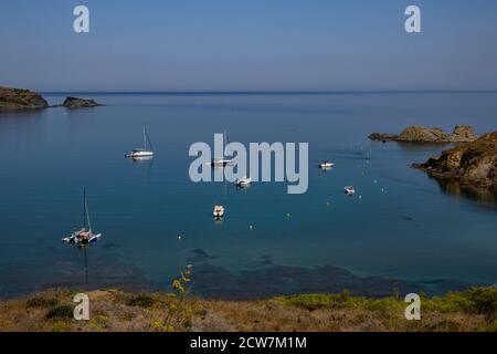 La péninsule du Cap Ras à Llanca, Costa Brava, Catalogne, Espagne Banque D'Images