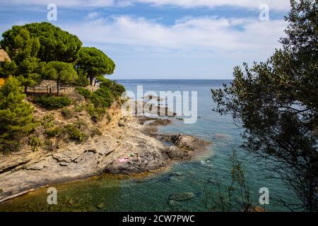 Le littoral de la Costa Brava entre Llanca et Port de la Selva en Catalogne, Espagne Banque D'Images