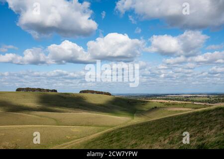 Devil's Punchbowl sur Hackpen Hill à côté du sentier de la Ridge Way, près de Wantage, Oxfordshire, Angleterre, Royaume-Uni, Europe Banque D'Images