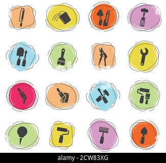 Outils de travail icons set Illustration de Vecteur