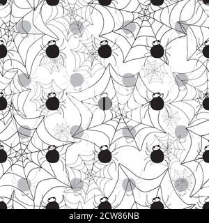 Motif de répétition vectoriel à pois araignée sur les Webs sans couture Illustration de Vecteur