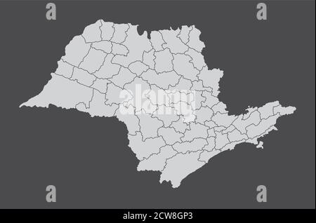 Carte des régions de l'État de Sao Paulo Illustration de Vecteur