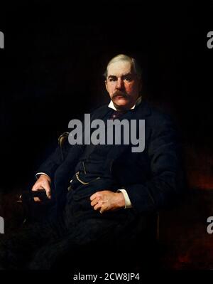 J. P. Morgan. Portrait du banquier et financier américain John Pierpont Morgan Sr. (1837-1913) par Frank Holl, huile sur toile, c.1888 Banque D'Images