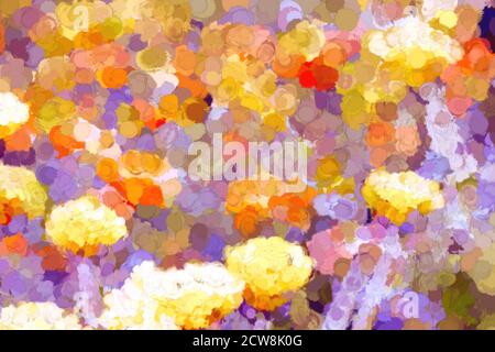 Taches abstraites jaune violet rouge et blanc. Arrière-plan de l'abstraction. Banque D'Images