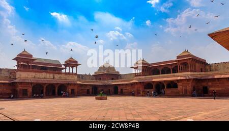 Vue sur le Palais de la Reine ou le palais de Jodha bai à Fatehpur Sikri . Banque D'Images